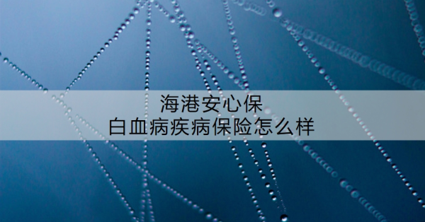 海港安心保白血病疾病保险怎么样？值得买吗？