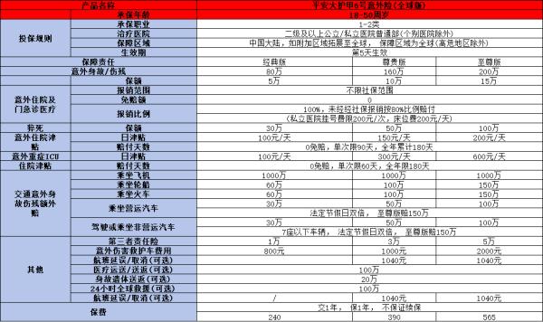 平安大护甲6号意外险全球版产品介绍，基本信息+产品特色